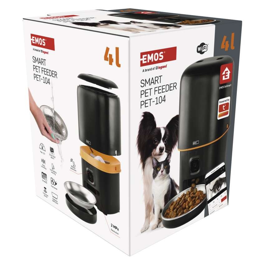 GoSmart dozirnik hrane za hišne živali Pet Care s kamero, 4 l, črn, Wi-Fi