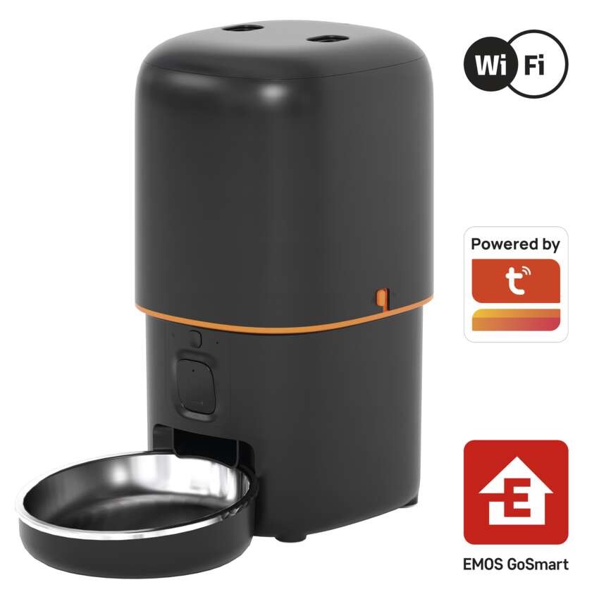 GoSmart dozirnik hrane za hišne živali Pet Care s kamero, 4 l, črn, Wi-Fi