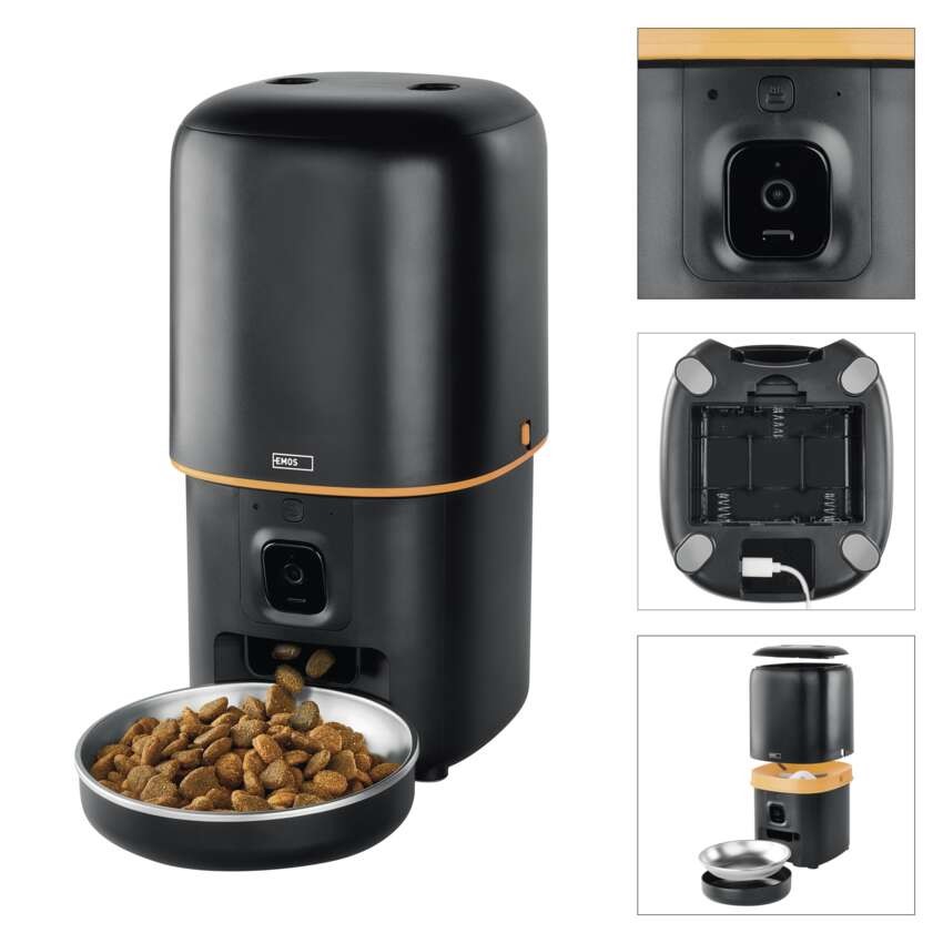 GoSmart dozirnik hrane za hišne živali Pet Care s kamero, 4 l, črn, Wi-Fi