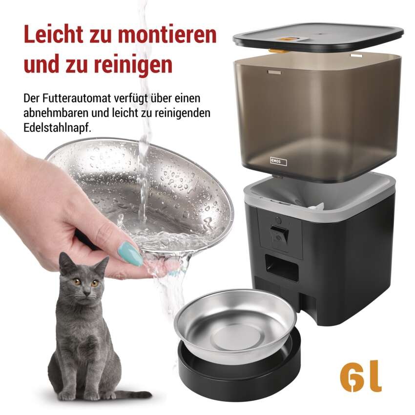 GoSmart Futterspender Pet Care mit Kamera, 6 l, schwarz, Wi-Fi