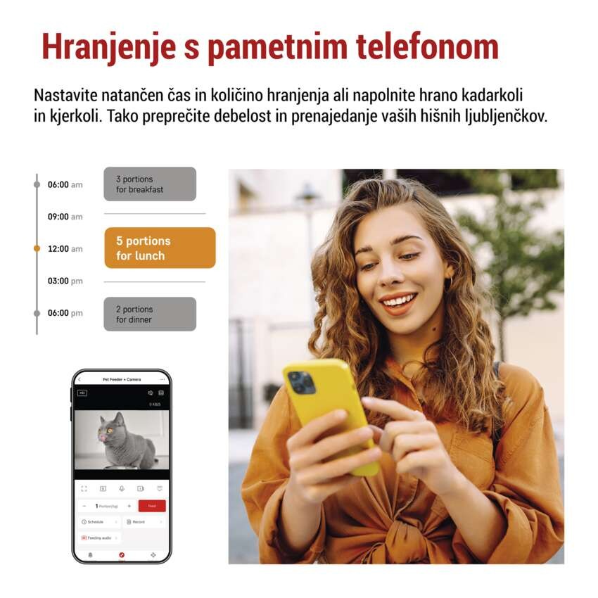 GoSmart dozirnik hrane za hišne živali Pet Care s kamero, 6 l, črn, Wi-Fi