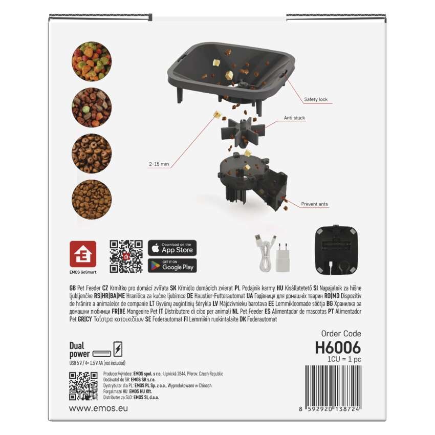 GoSmart dozirnik hrane za hišne živali Pet Care s kamero, 6 l, črn, Wi-Fi