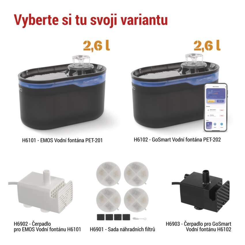 Vodní fontána Pet Care, 2,6 l, šedá