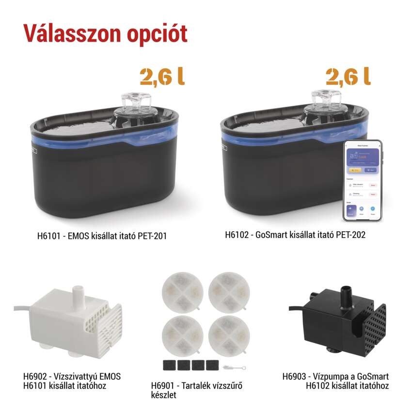 Pet Care háziállat itató, 2,6 l, szürke