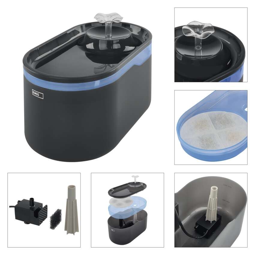 GoSmart napajalnik za hišne ljubljenčke Pet Care, 2,6 l, siv, Wi-Fi