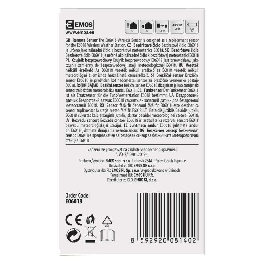 Czujnik do stacji E6018, E6016