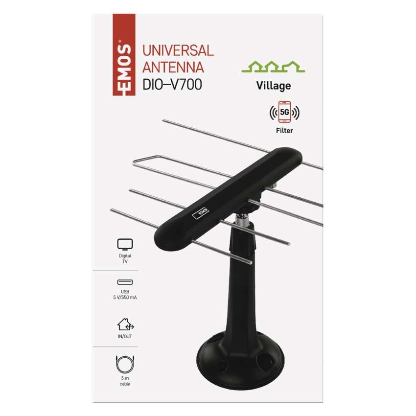 Universale Antenne EM-DIO3, 0-80 km, DVB-T2, LTE/4G/5G Filter