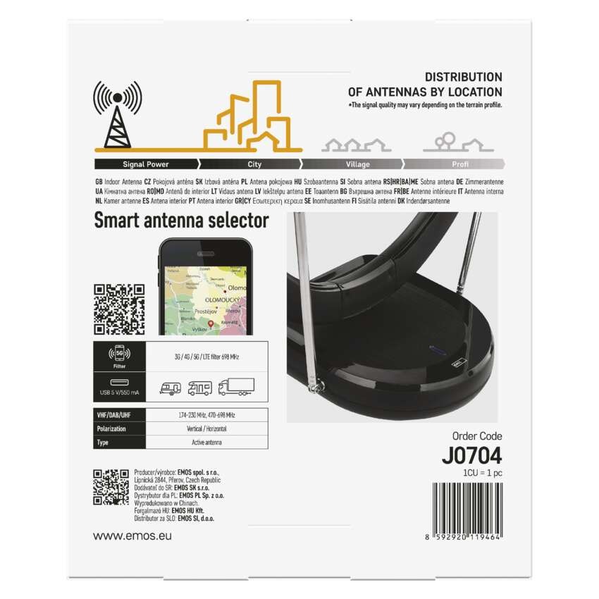 Zimmerantenne CITY RING–C500, DVB-T2, DAB, LTE/4G/5G Filter
