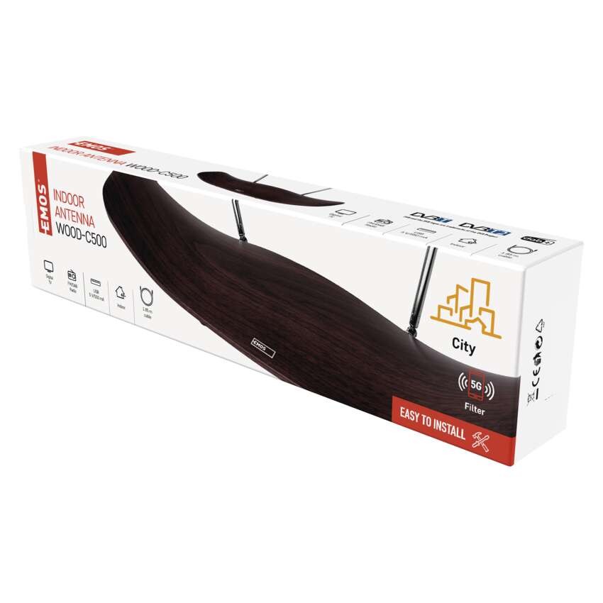 Szobaantenna CITY WOOD-C500, DVB-T2, DAB, FM, LTE/4G/5G szűrő