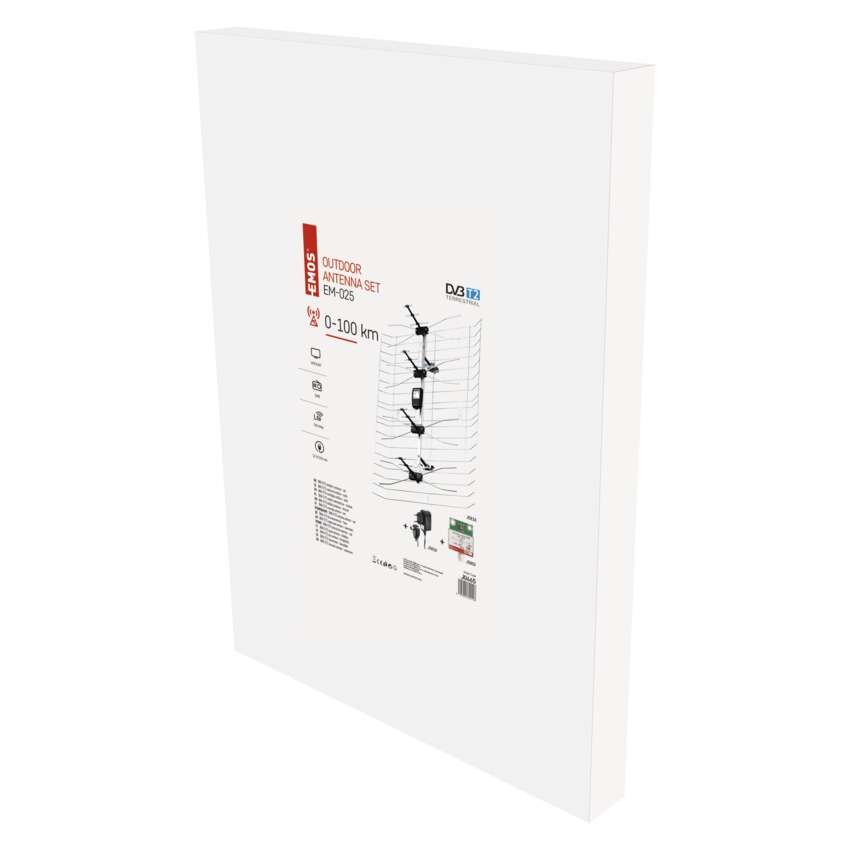 Antena zunanja EM-025, 0–100 km, DVB-T2, DAB, filtr LTE/4G