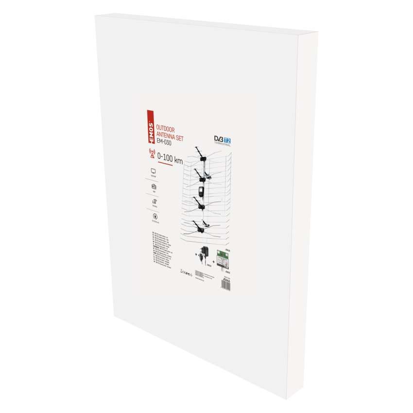 Antena zunanja EM-030, 0–100 km, DVB-T2, DAB, filter LTE/4G