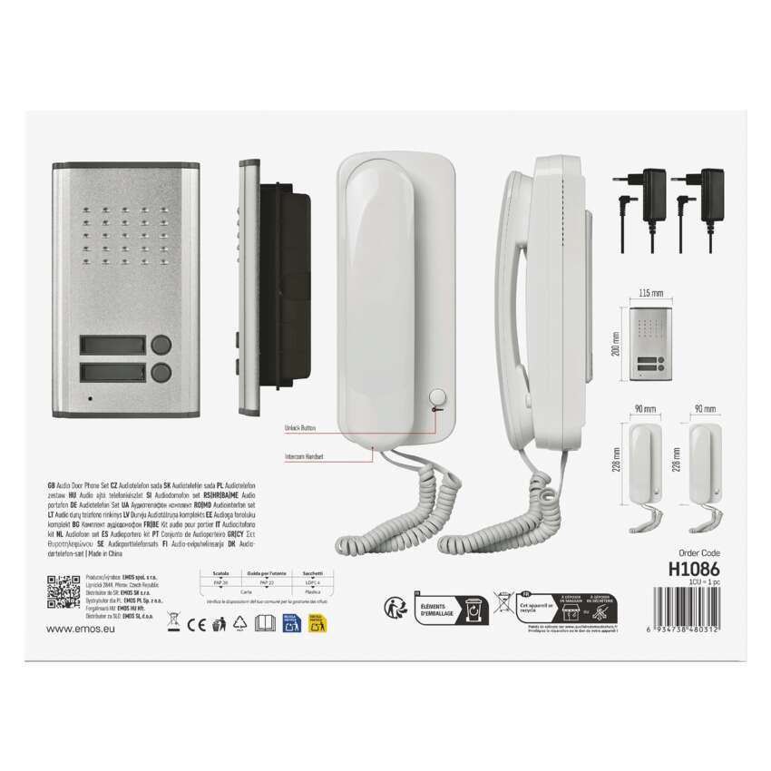Heim-Audio-Türsprechanlage H1086, 2 Teilnehmer