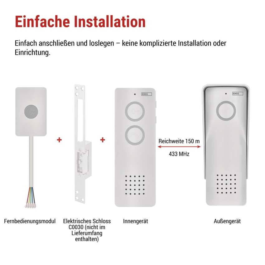 Kabelloses Heim-Audio-Türsprechset H1087, 1 Teilnehmer