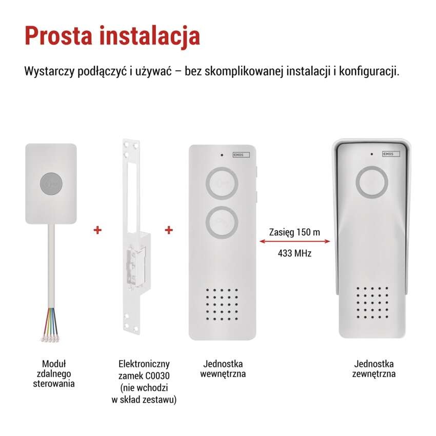 Bezprzewodowy zestaw domofonu audio H1087, 1 uczestnik