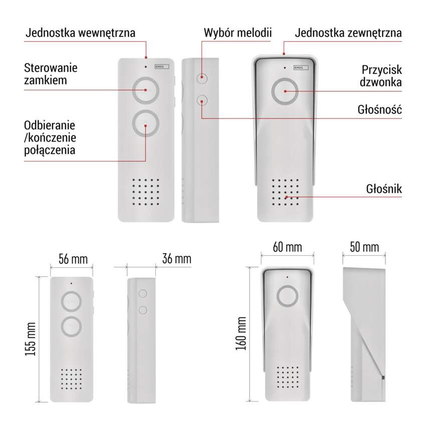 Bezprzewodowy zestaw domofonu audio H1087, 1 uczestnik