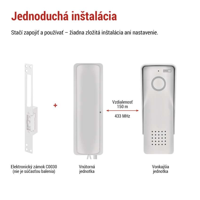 Bezdrôtová sada domáceho audio vrátnika H1088, 1 účastník
