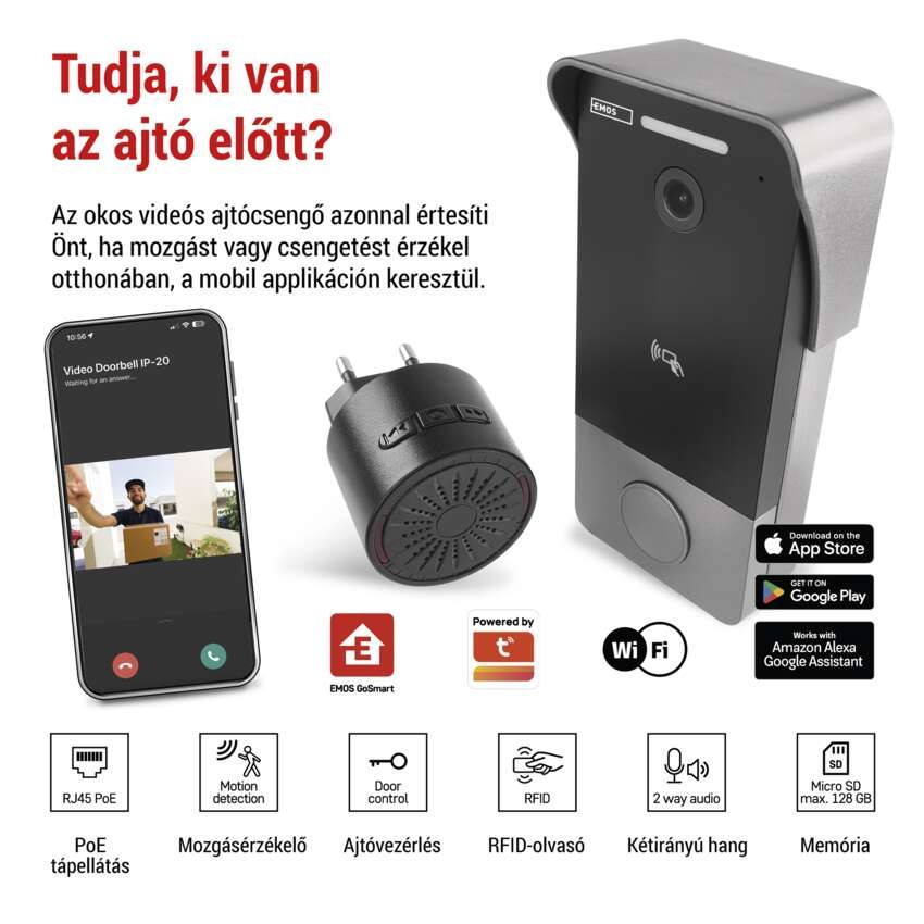 GoSmart videós ajtócsengő IP-20PoE