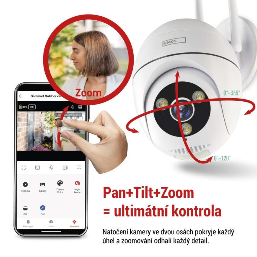 GoSmart Venkovní otočná kamera IP-800 WASP s WiFi, bílá