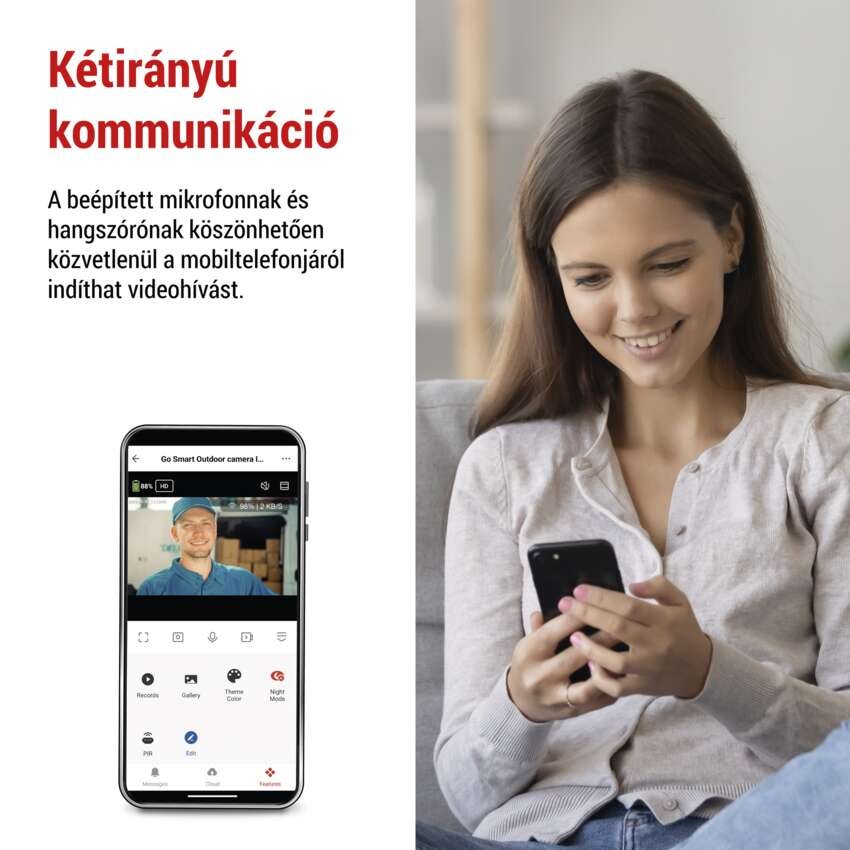 GoSmart Wifis kültéri forgatható kamera IP-800 WASP, fehér