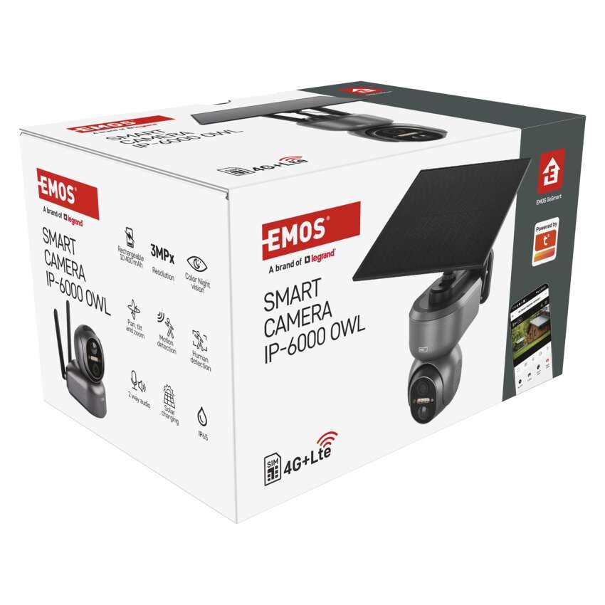 GoSmart venkovní otočná kamera IP-6000 OWL s 4G/LTE, šedá