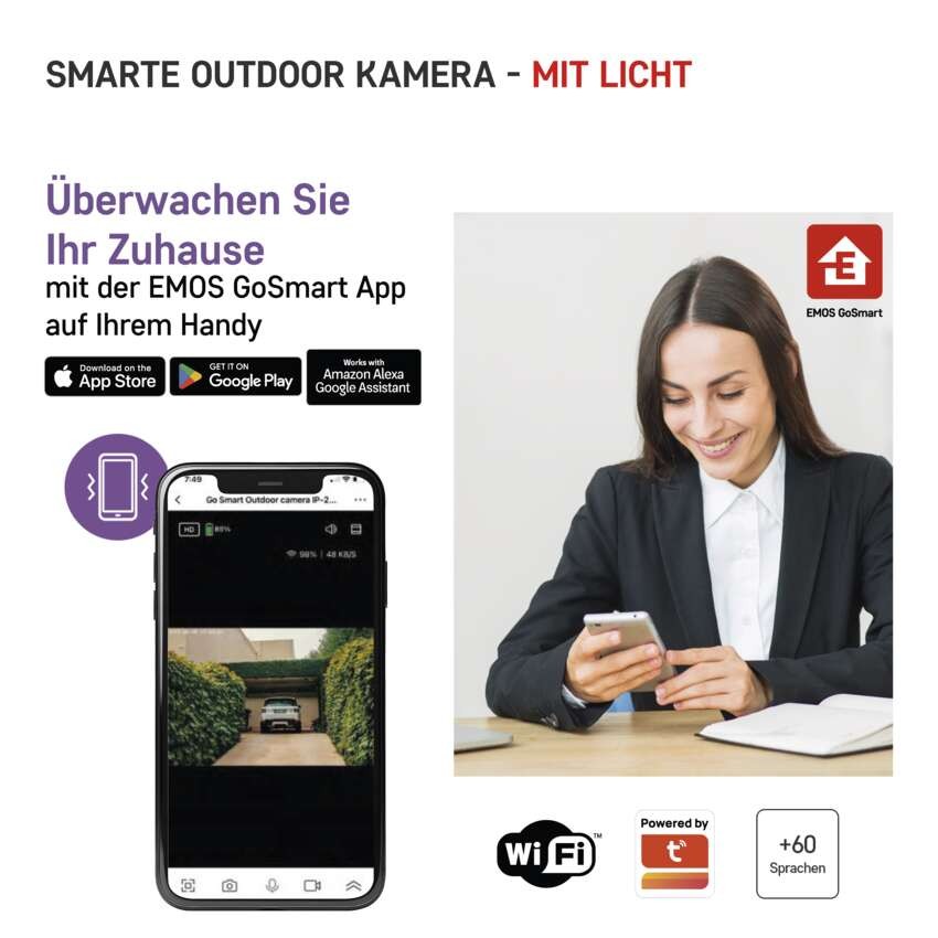 GoSmart Rotierende Outdoor IP Kamera mit WiFi und Licht IP-310 TORCH, weiß