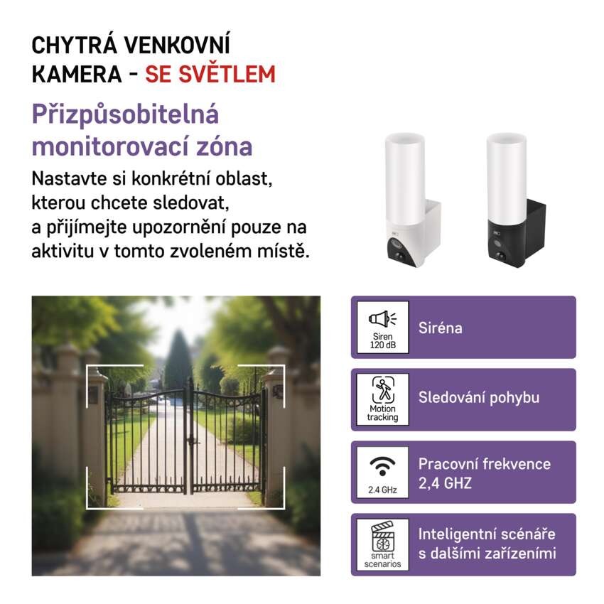 GoSmart Venkovní otočná kamera IP-310 TORCH s WiFi a světlem, bílá
