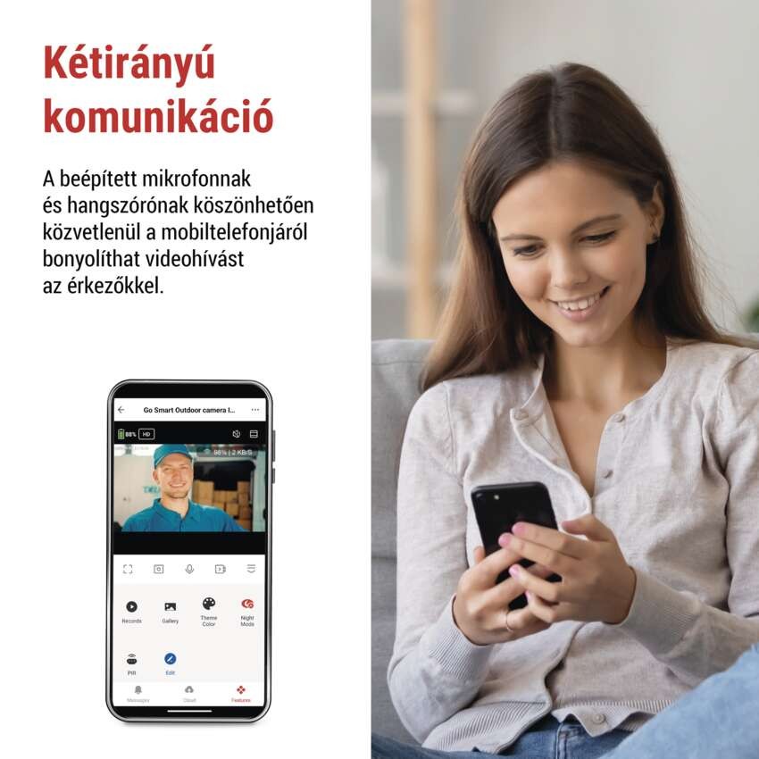 GoSmart Kültéri akkumulátoros kamera IP-1200 WASP wifivel és napelemmel