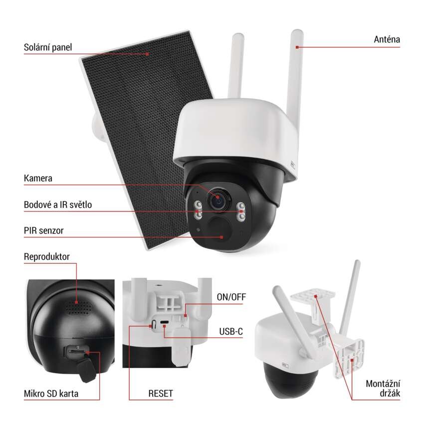 GoSmart Venkovní bateriová kamera IP-1200 WASP s WiFi a solárním panelem