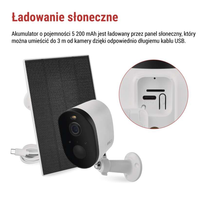 GoSmart Kamera zewnętrzna IP-1150 SNAP z WiFi, akumulatorem i panelem solarnym