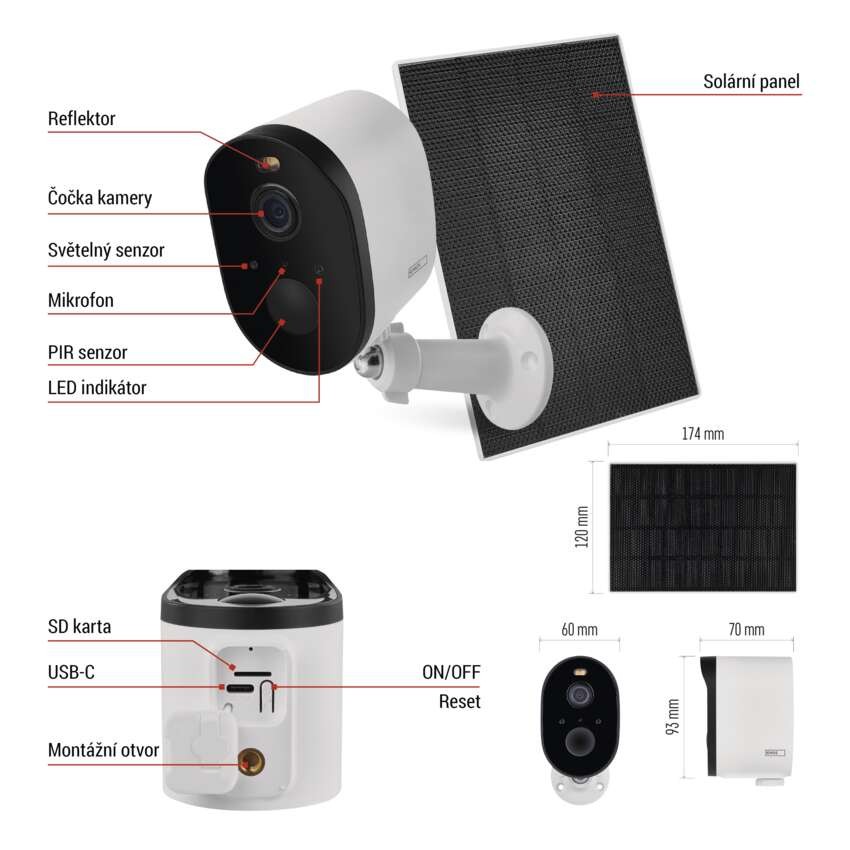 GoSmart Venkovní bateriová kamera IP-1150 SNAP s WiFi a solárním panelem