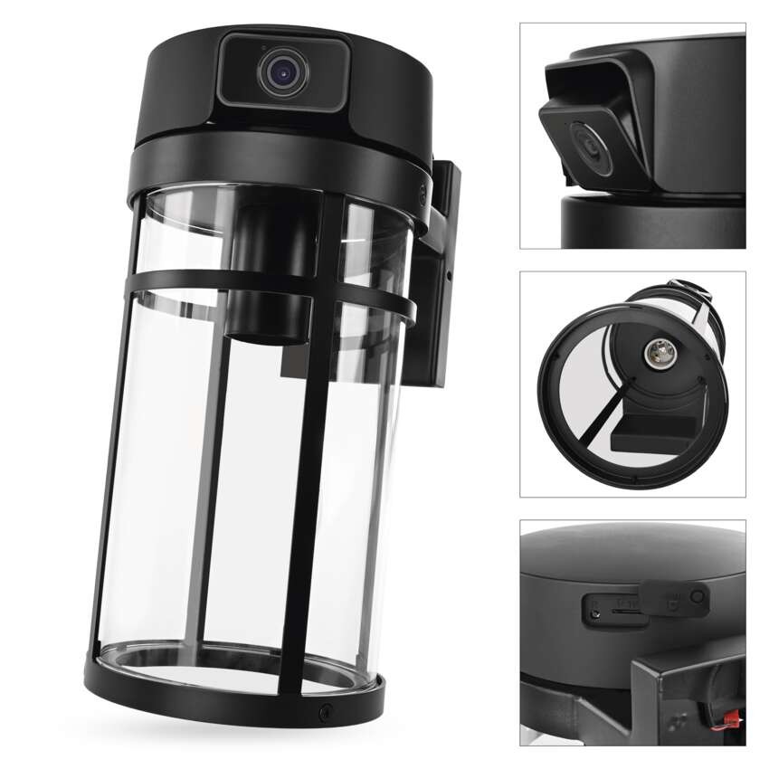 GoSmart Rotierende Outdoor IP Kamera mit WiFi und Licht IP-1300 LANTERN, schwarz