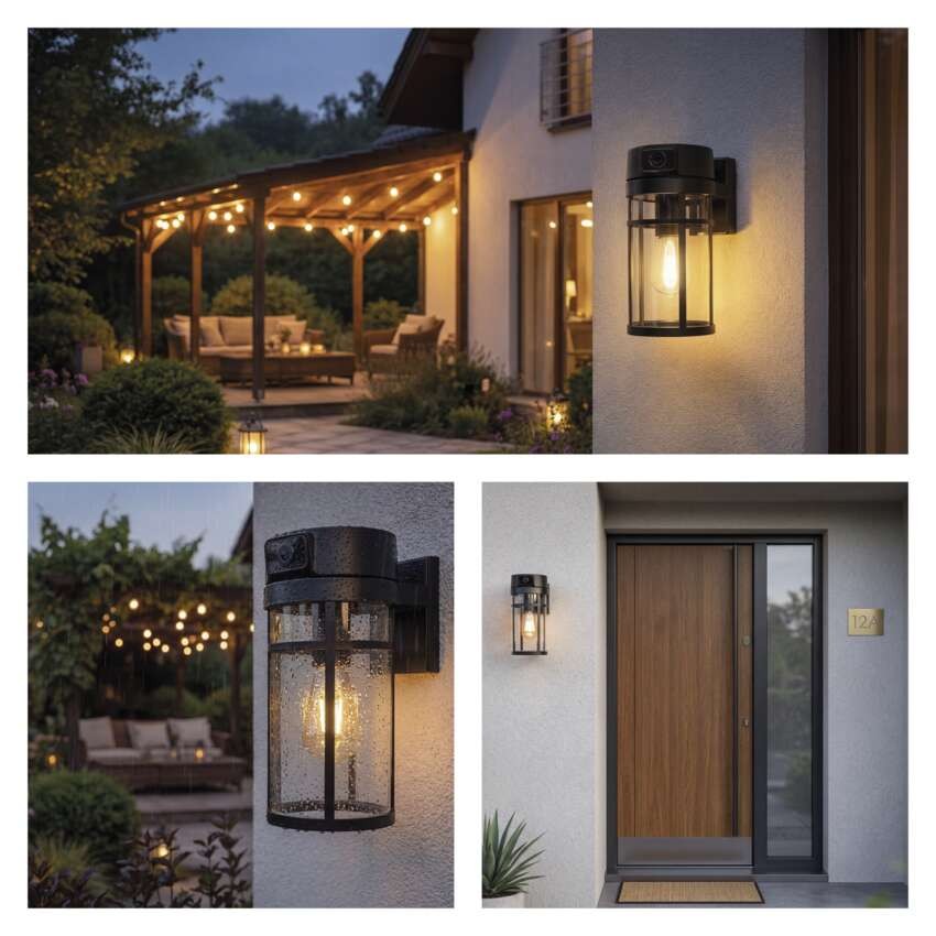 GoSmart Rotierende Outdoor IP Kamera mit WiFi und Licht IP-1300 LANTERN, schwarz
