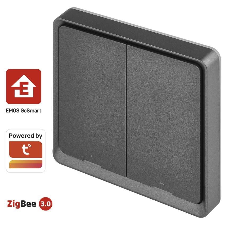 GoSmart Portabler Szenenschalter IP-2002ZB, ZigBee 3.0, 2 Tasten