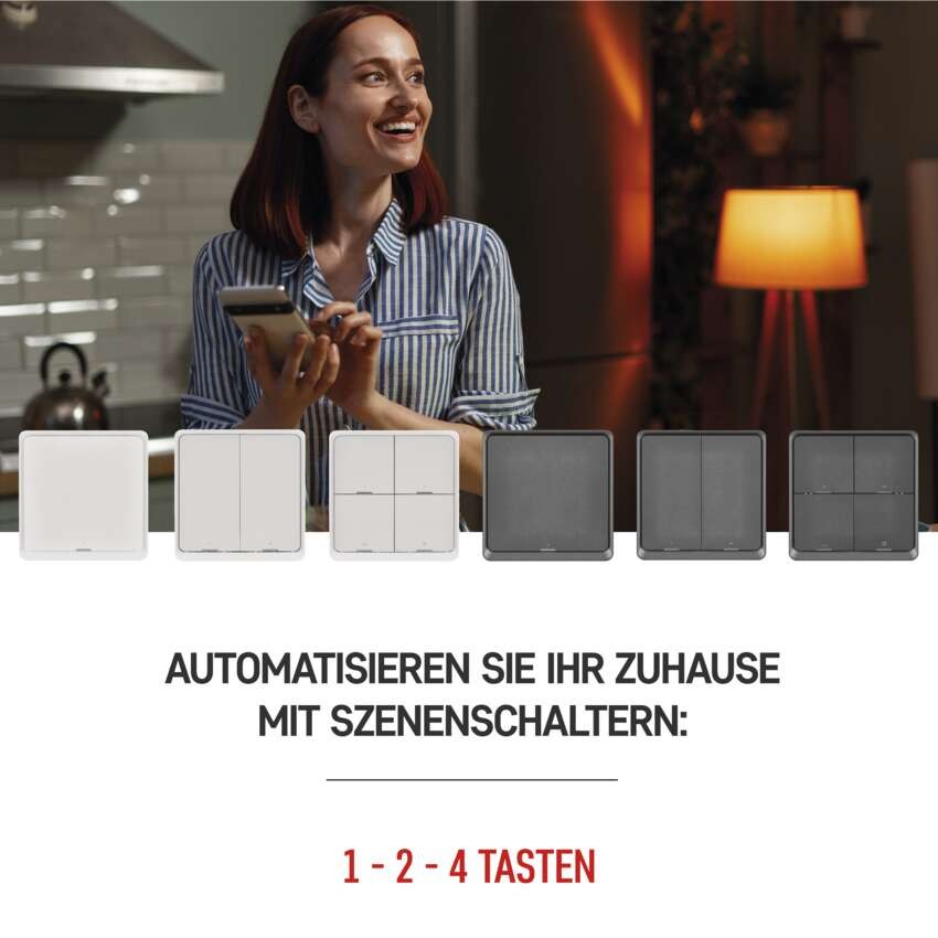 GoSmart Portabler Szenenschalter IP-2004ZB, ZigBee 3.0, 4 Tasten