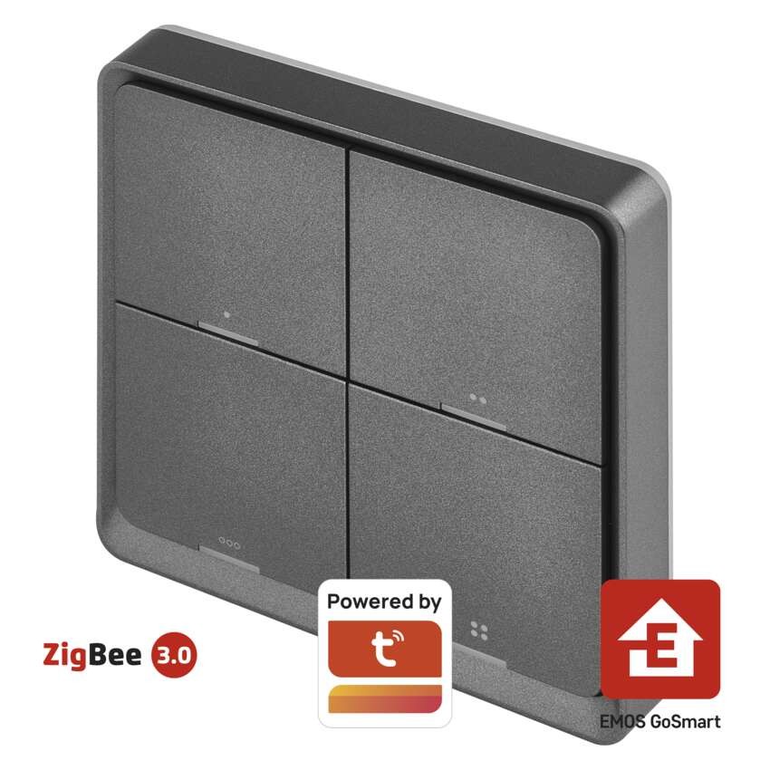 GoSmart Portabler Szenenschalter IP-2004ZB, ZigBee 3.0, 4 Tasten