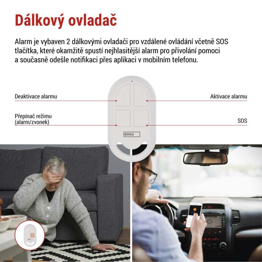 GoSmart alarm IP‑126L GUARDIAN s pohybovým čidlem, 6× dveřní/okenní senzor, WiFi