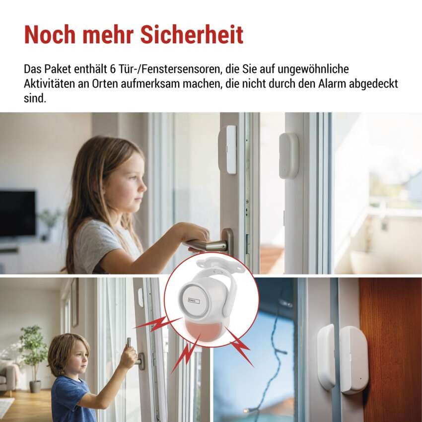 GoSmart Alarm IP‑126L GUARDIAN mit Bewegungsmelder, 6× Tür-/Fenstersensor, WLAN