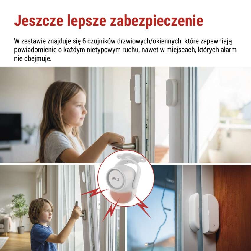 Alarm GoSmart IP‑126L GUARDIAN z czujnikiem ruchu, 6× czujników drzwi/okien, WiFi