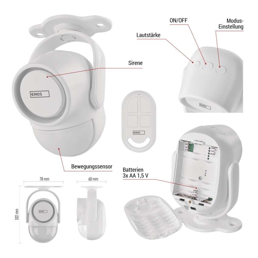 GoSmart Alarm IP‑126L GUARDIAN mit Bewegungsmelder, 6× Tür-/Fenstersensor, WLAN