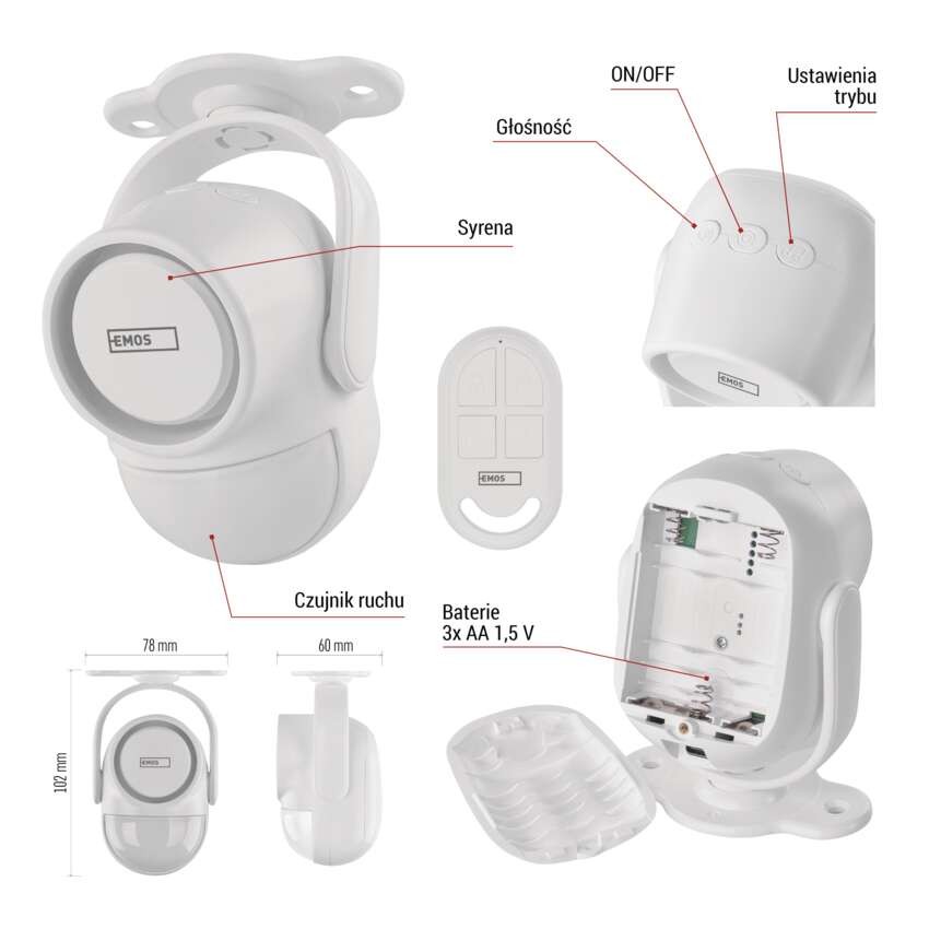 Alarm GoSmart IP‑126L GUARDIAN z czujnikiem ruchu, 6× czujników drzwi/okien, WiFi