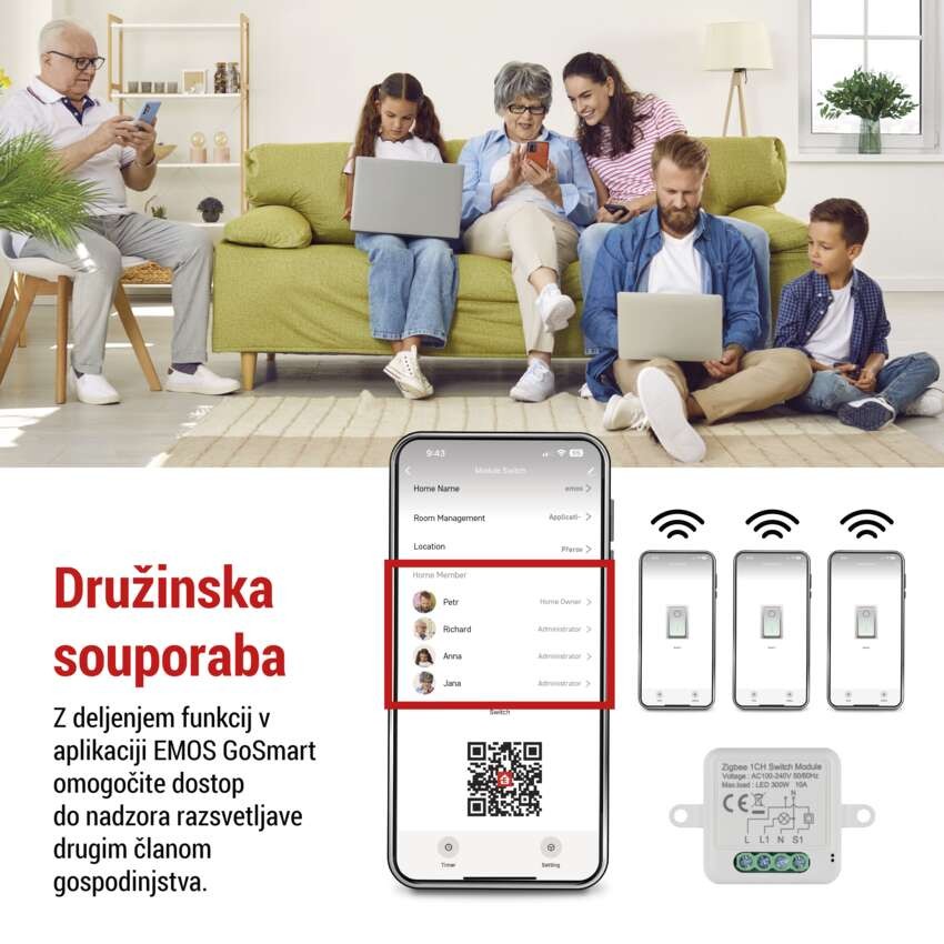GoSmart stikalni modul IP-2101SZ, ZigBee, 1-kanalni