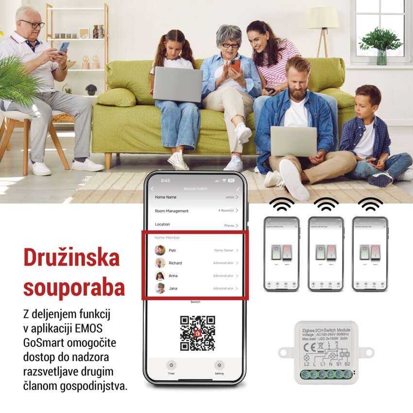 GoSmart stikalni modul IP-2102SZ, ZigBee, 2-kanalni