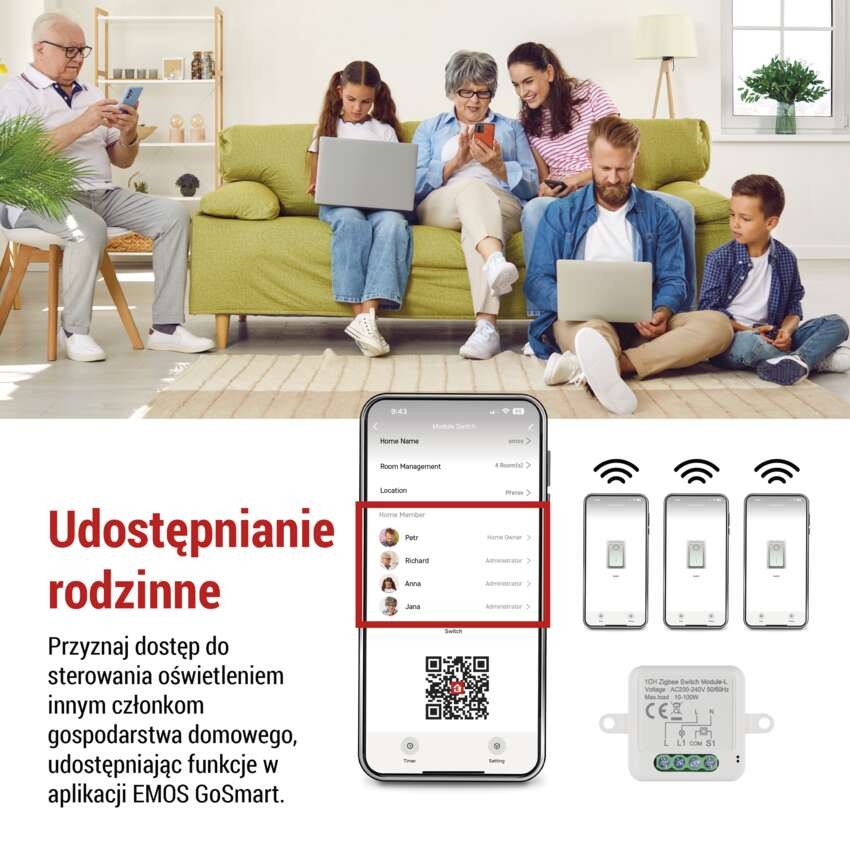 GoSmart Moduł włączeniowy IP-2103SZ, ZigBee, 1-kanałowy, bez przewodu zerowego