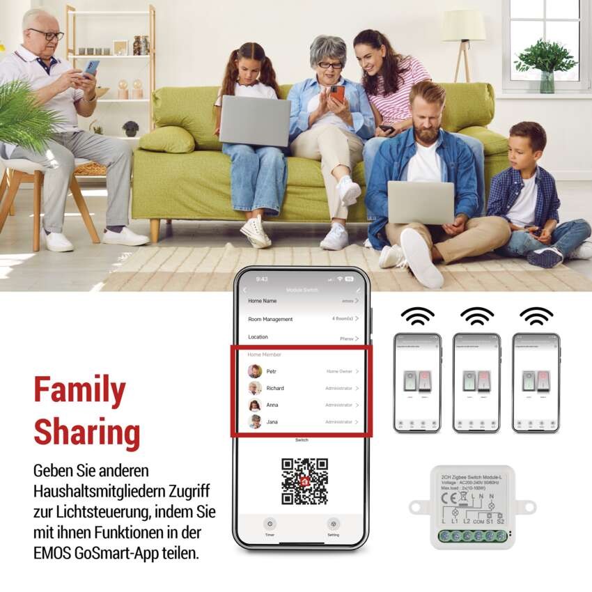 GoSmart Schaltermodul IP-2104SZ, ZigBee, 2-Kanal (kein N-Draht erforderlich)