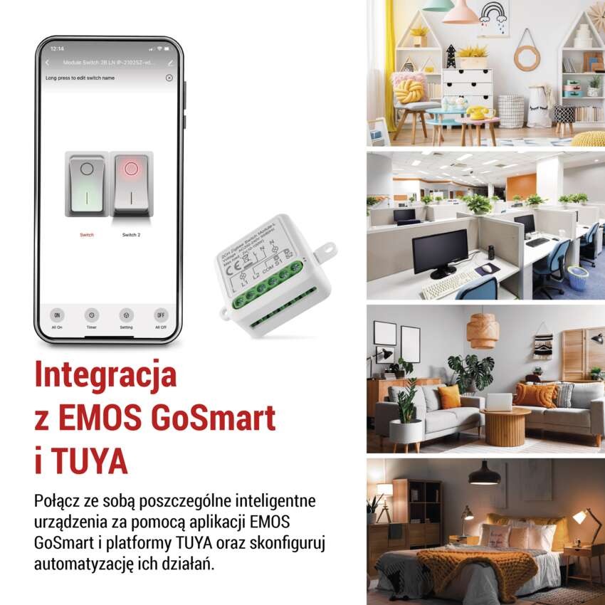 GoSmart Moduł włączeniowy IP-2104SZ, ZigBee, 2-kanałowy, bez przewodu zerowego