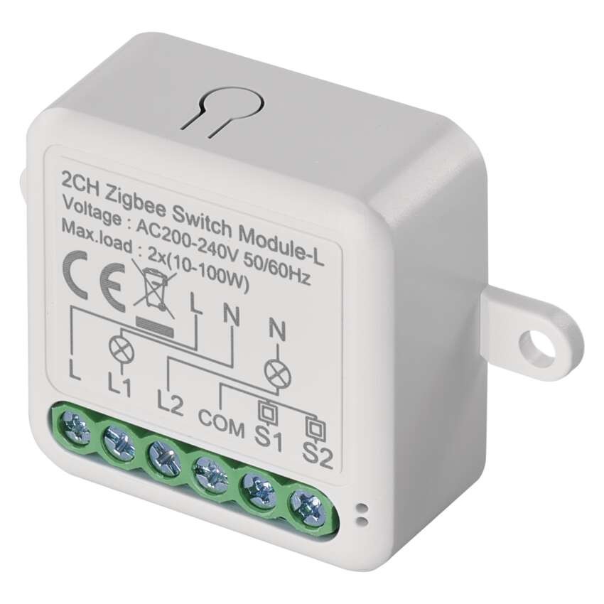 GoSmart Schaltermodul IP-2104SZ, ZigBee, 2-Kanal (kein N-Draht erforderlich)