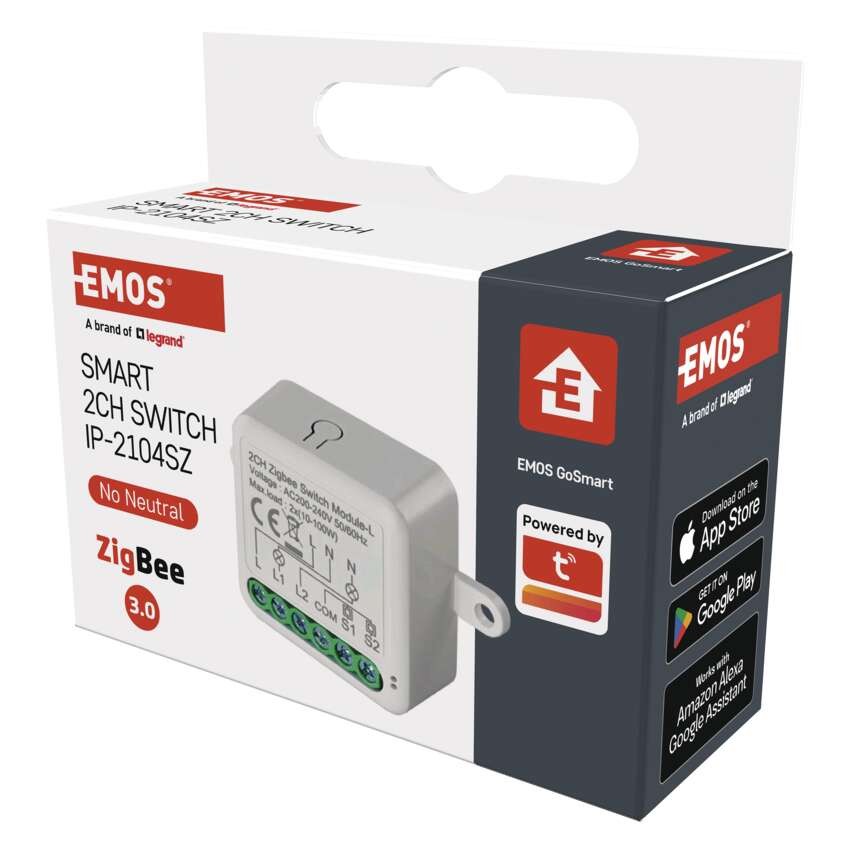 GoSmart Schaltermodul IP-2104SZ, ZigBee, 2-Kanal (kein N-Draht erforderlich)