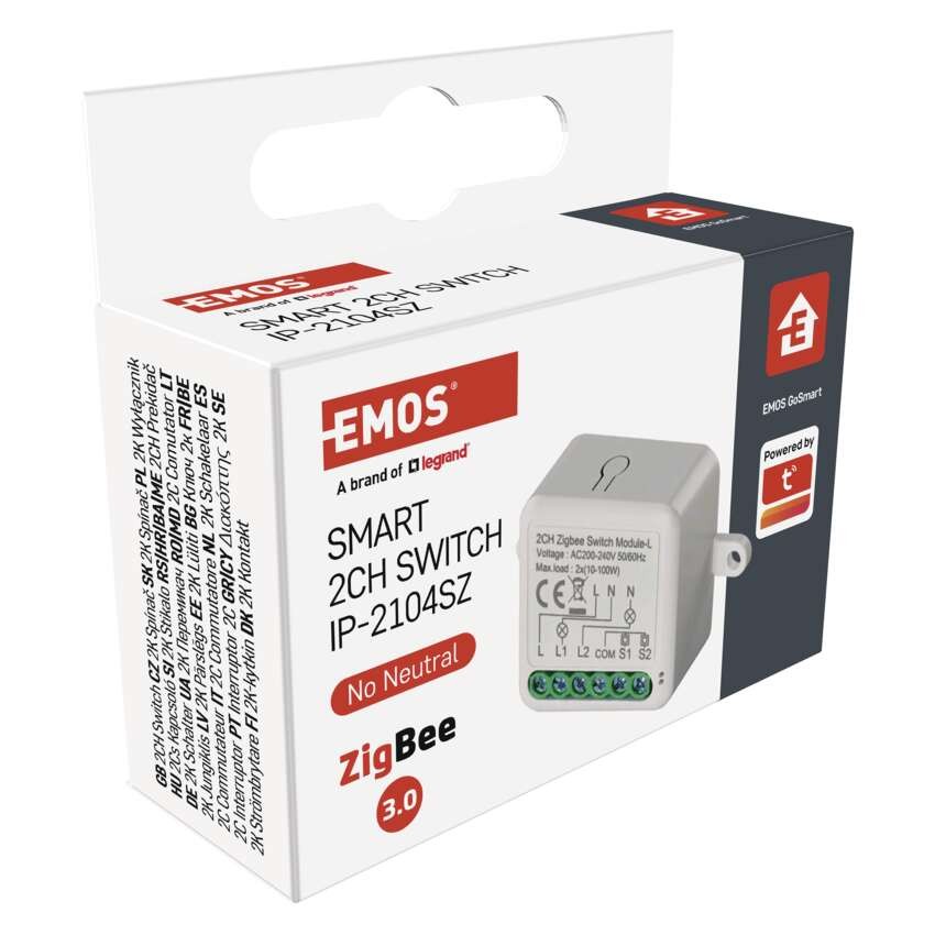 GoSmart Schaltermodul IP-2104SZ, ZigBee, 2-Kanal (kein N-Draht erforderlich)