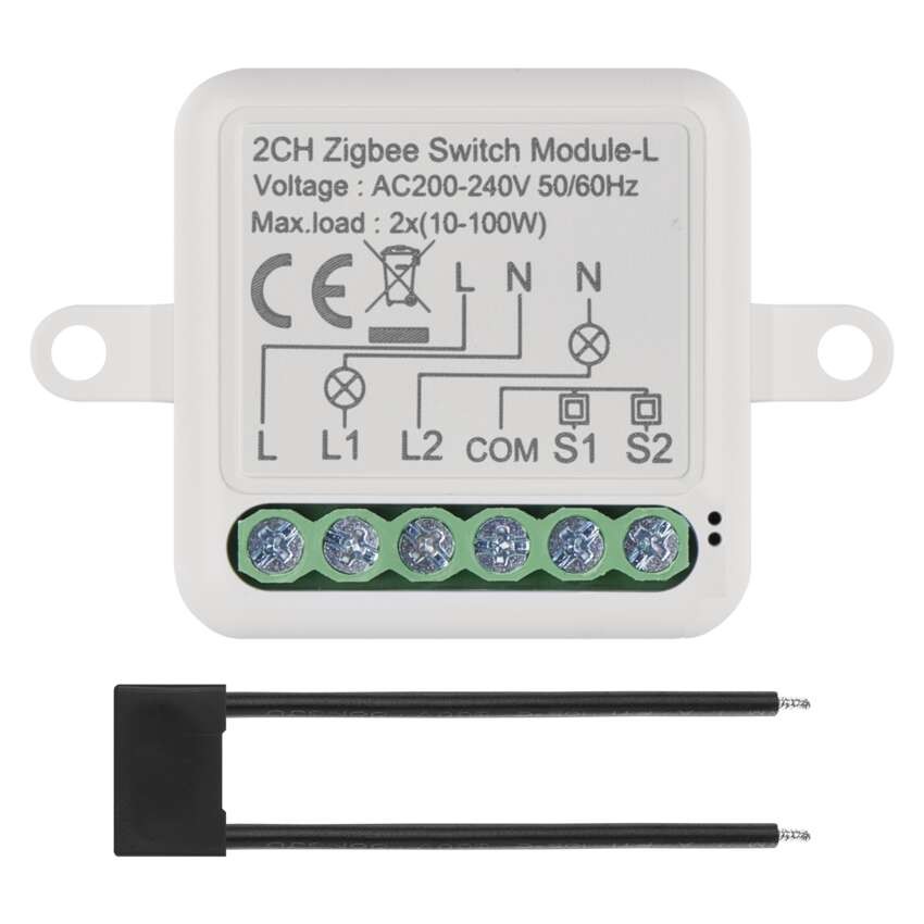 GoSmart Schaltermodul IP-2104SZ, ZigBee, 2-Kanal (kein N-Draht erforderlich)