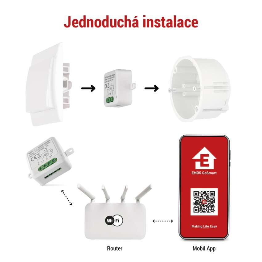 GoSmart modul spínací IP-2101SW, WiFi, 1-kanálový